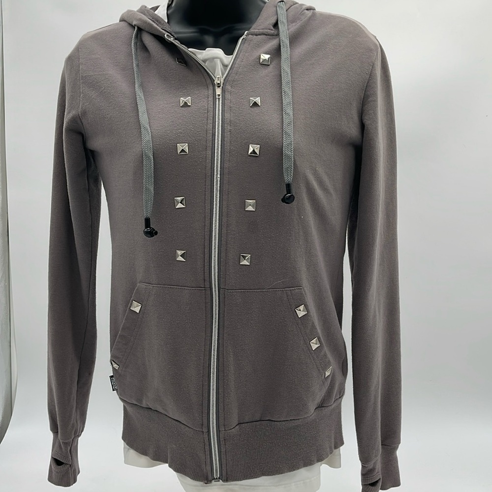 Abbey Dawn| Avril Lavigne Studded Gray Hoodie w- hb3 technology XS Rare!